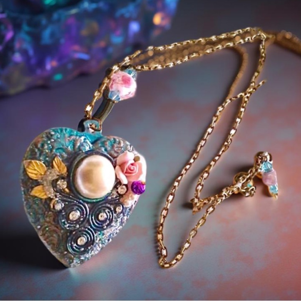 Handcrafted Heart Necklace with Handcrafted chain